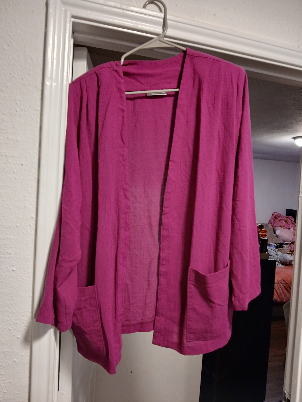 Alfred Dunner Open-Front Cardigan in Bright Magenta